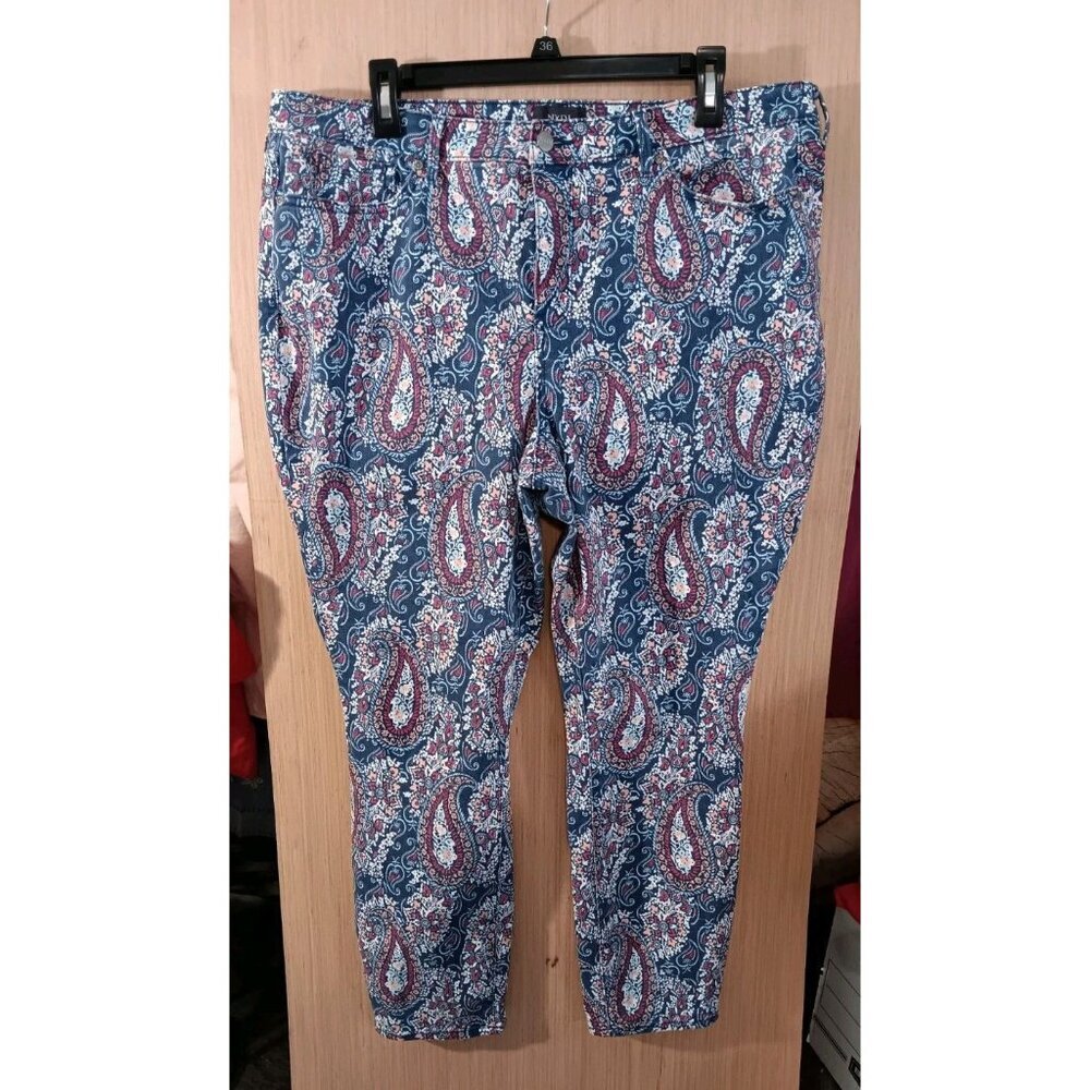 NYDJ Chico's (18)‎ Womens Cotton Mykonos Paisley Flawless Contour Skinny Jeans